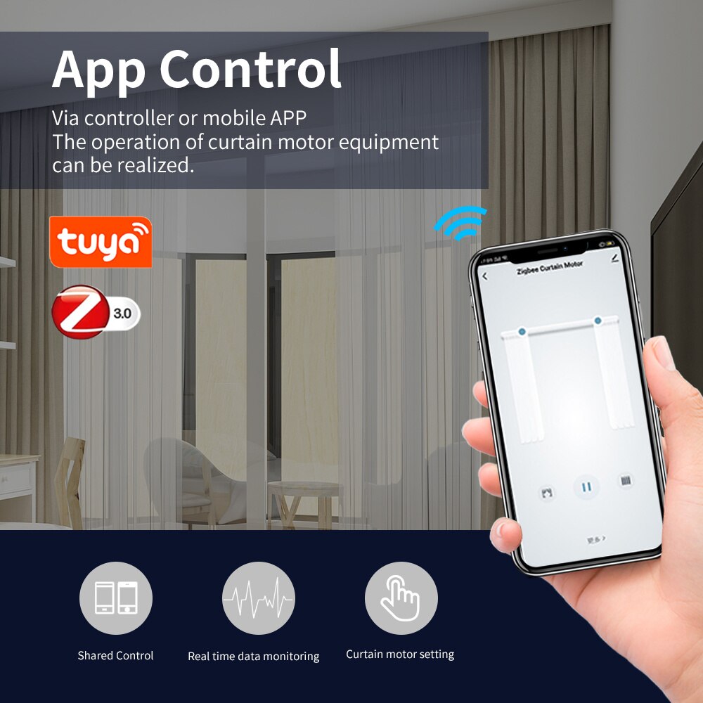 Tuya Zigbee Smart Electric Automatic Curtain Motor Control System