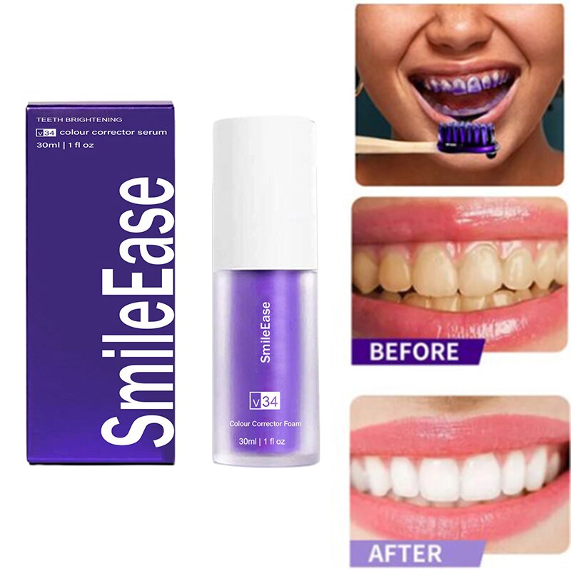 V34 Whitening Fresh Breath Brightening Purple Toothpaste Remove Stain