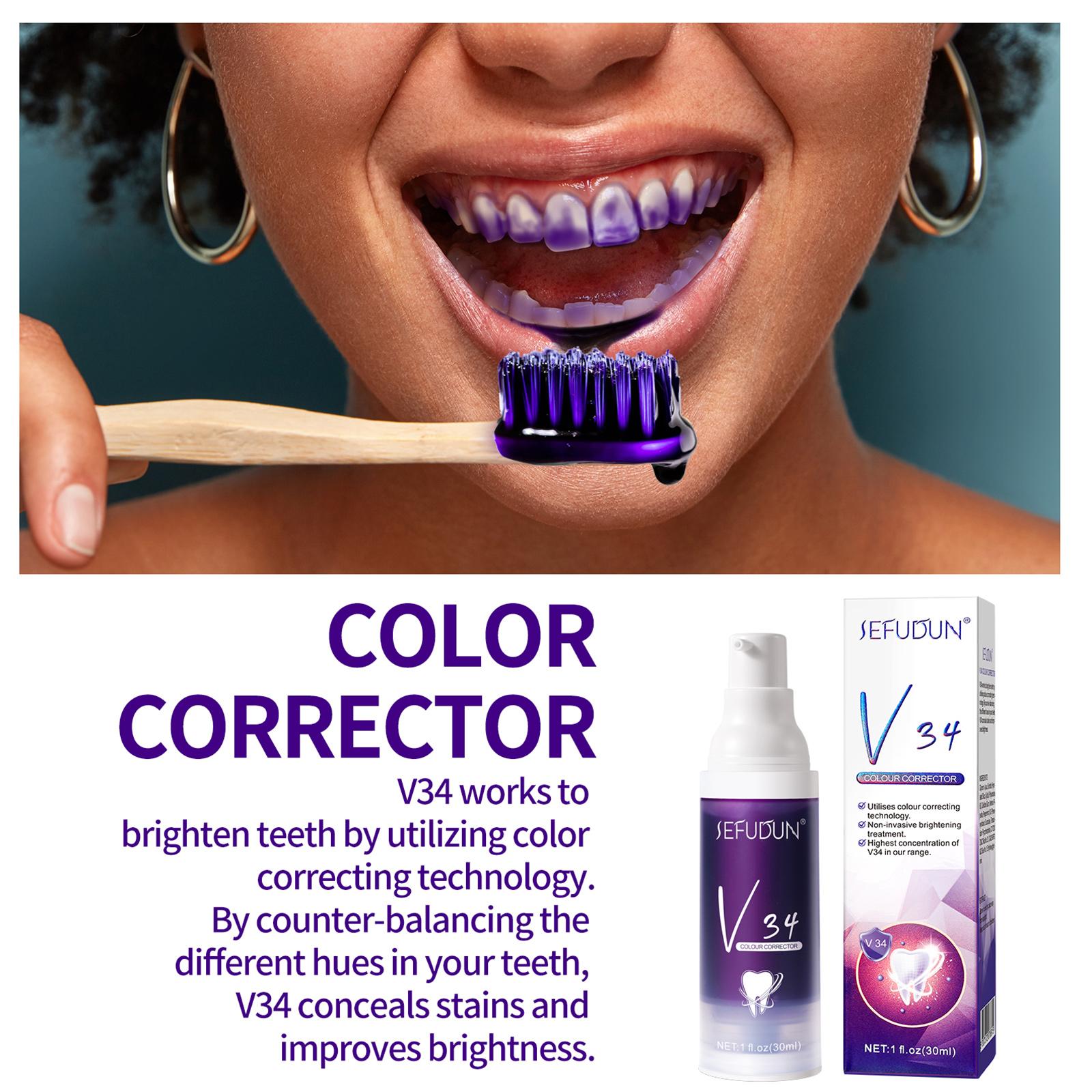 V34 Whitening Fresh Breath Brightening Purple Toothpaste Remove Stain