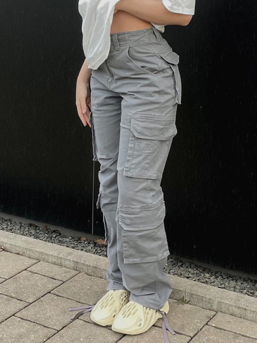 Vintage Cargo Pants  Baggy Jeans Women Fashion 90s Streetwear Pockets