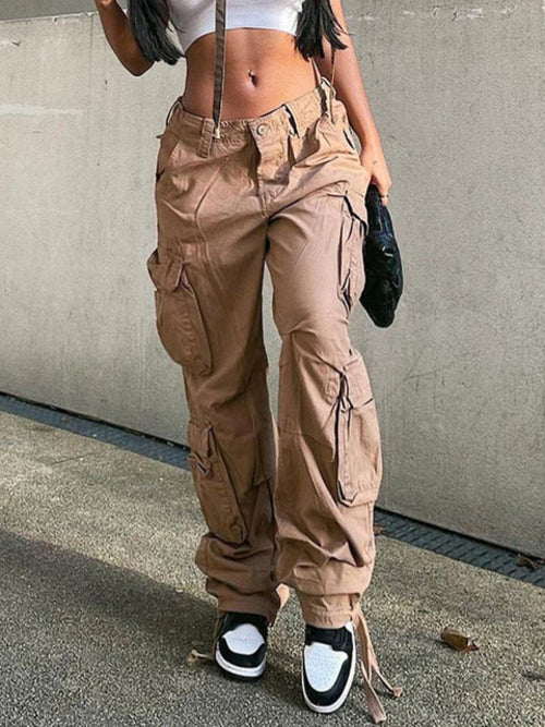 Vintage Cargo Pants  Baggy Jeans Women Fashion 90s Streetwear Pockets