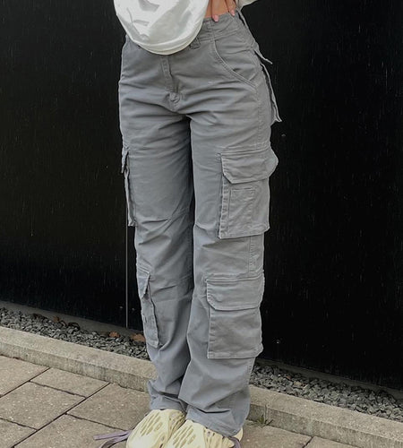 Vintage Cargo Pants  Baggy Jeans Women Fashion 90s Streetwear Pockets