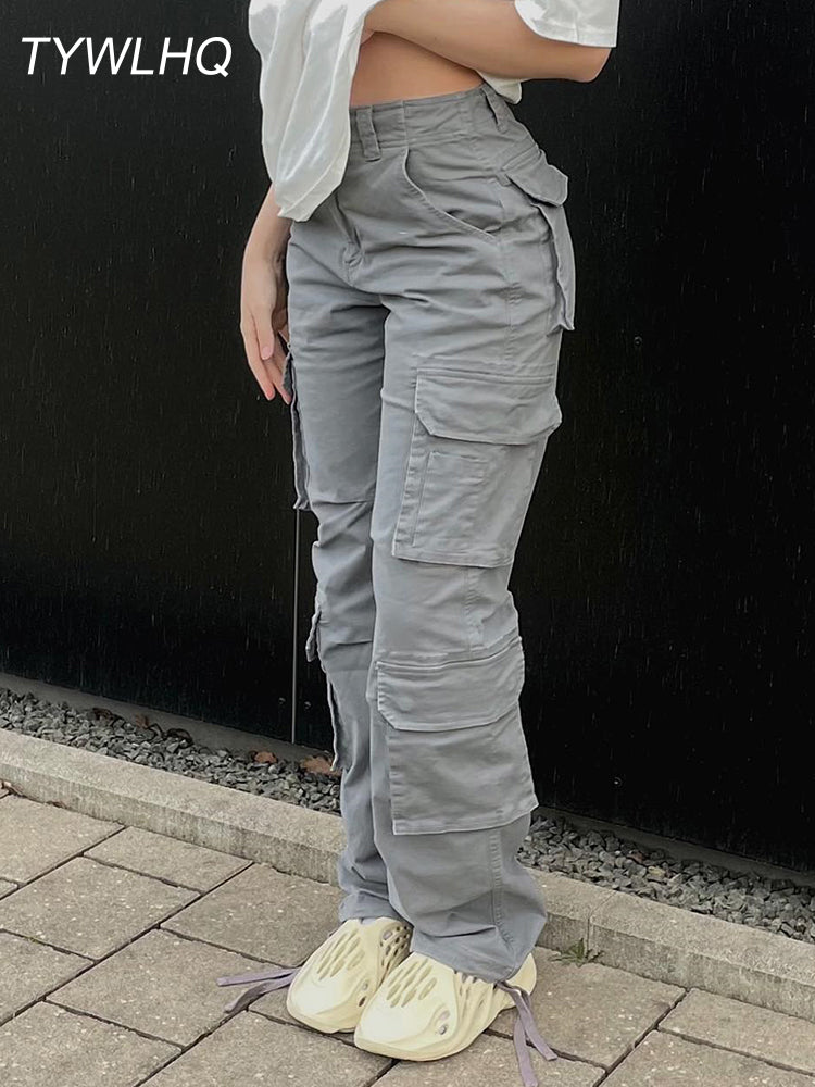 Vintage Cargo Pants  Baggy Jeans Women Fashion 90s Streetwear Pockets