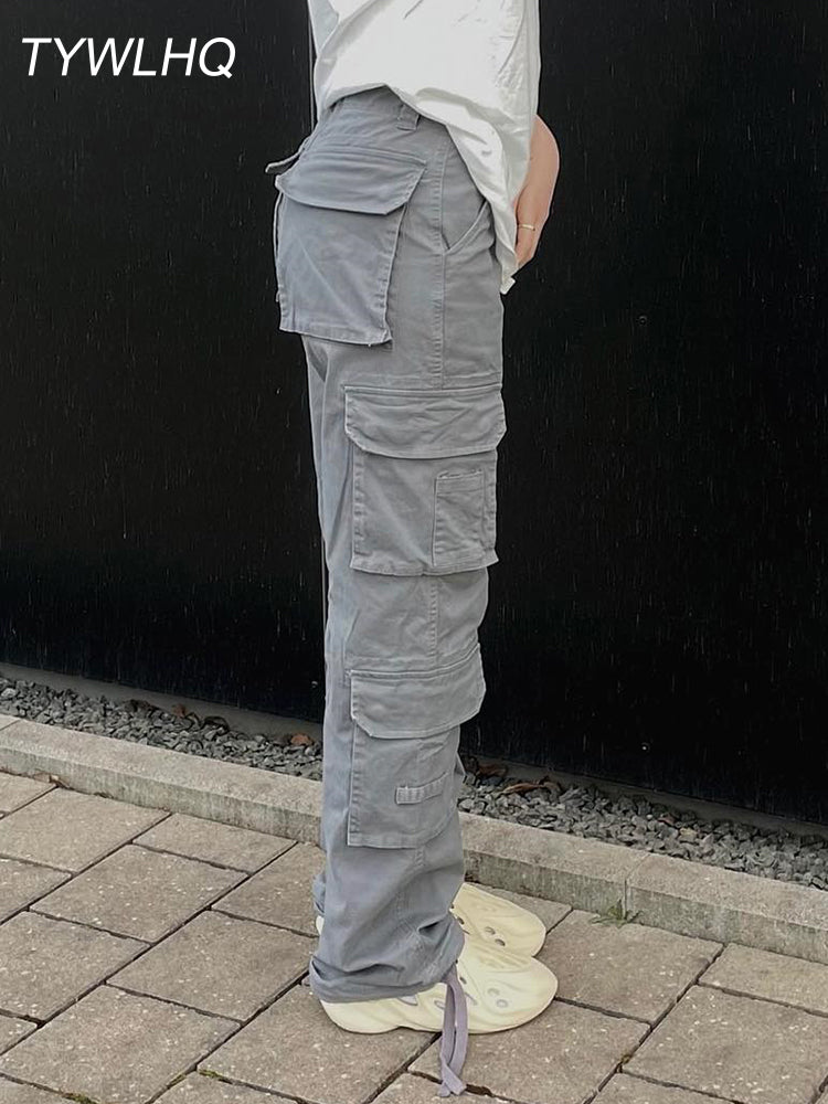 Vintage Cargo Pants  Baggy Jeans Women Fashion 90s Streetwear Pockets