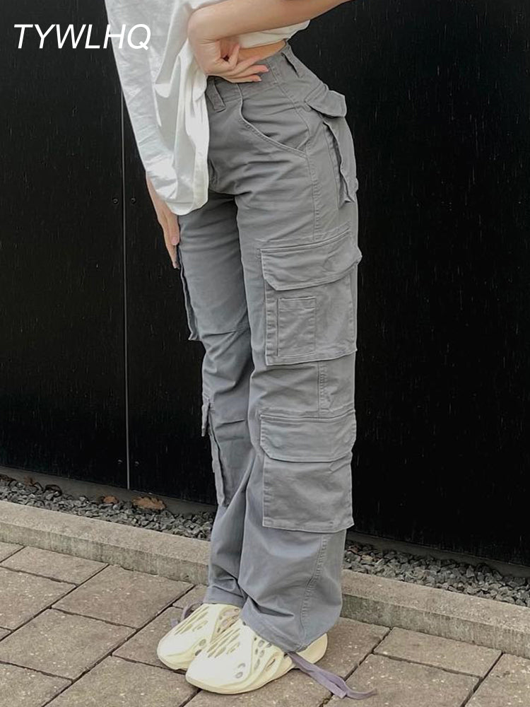 Vintage Cargo Pants  Baggy Jeans Women Fashion 90s Streetwear Pockets