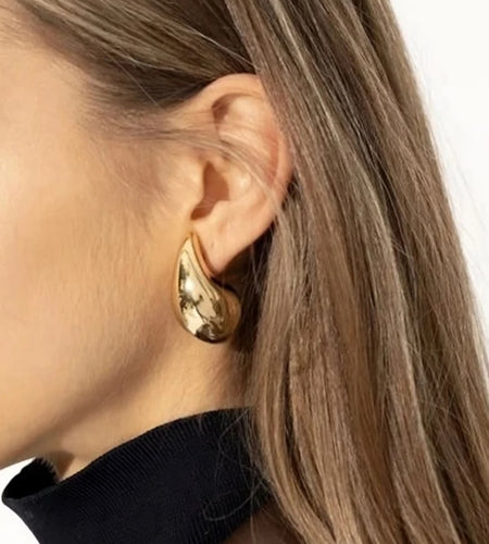 Vintage Gold Plated Chunky Dome Drop Earrings for Women Glossy