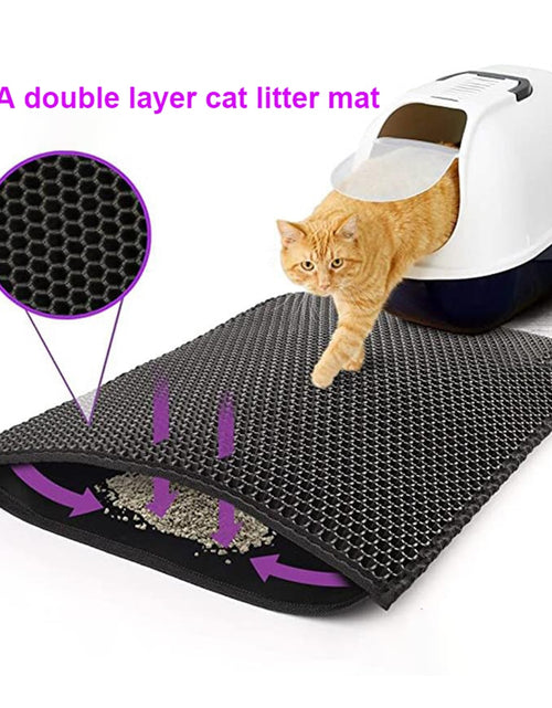 Load image into Gallery viewer, Waterproof EVA Double Layer Cat Litter Box Mat Non slip Sand Cat Pad
