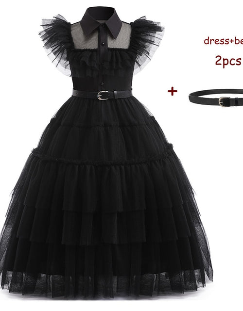 Load image into Gallery viewer, Wednesday Addams Costume Girls For Kids Addam 2023 Vestidos Mesh Party
