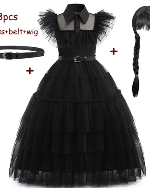 Load image into Gallery viewer, Wednesday Addams Costume Girls For Kids Addam 2023 Vestidos Mesh Party
