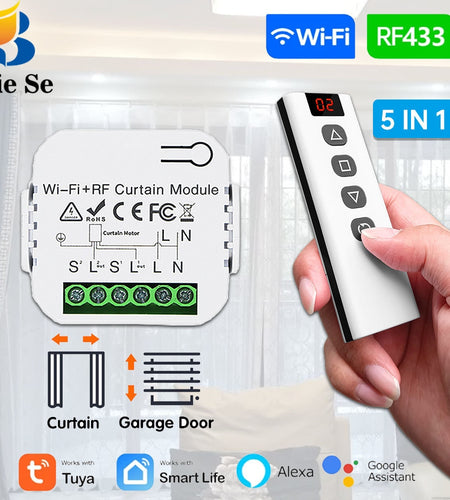Wifi Rf Curtain Switch Tuya Smart Life Roller Shutter Module 433mhz