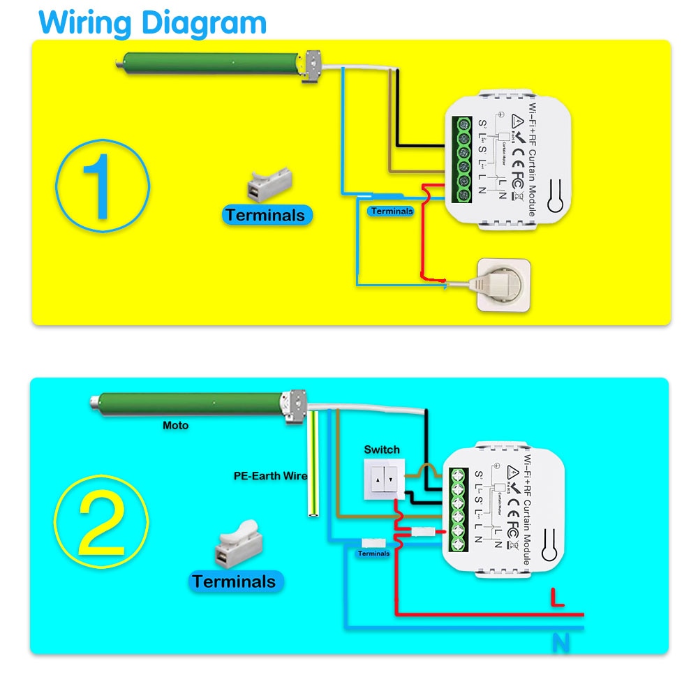 Wifi Rf Curtain Switch Tuya Smart Life Roller Shutter Module 433mhz