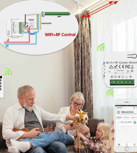 Wifi Rf Curtain Switch Tuya Smart Life Roller Shutter Module 433mhz