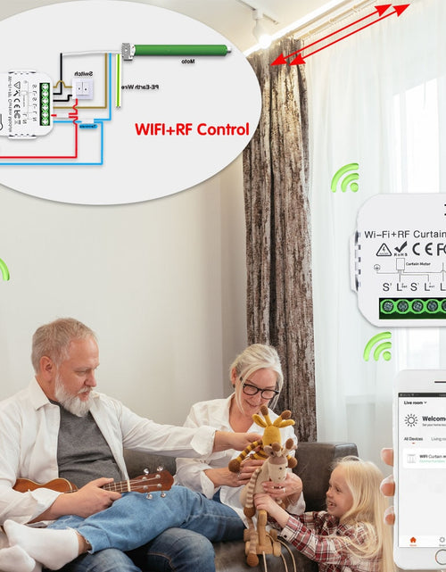 Load image into Gallery viewer, Wifi Rf Curtain Switch Tuya Smart Life Roller Shutter Module 433mhz
