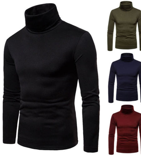 Winter Autumn Men's Sweaters Knitted Pullover Turtleneck Long Sleeve