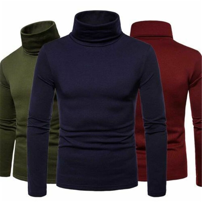 Winter Autumn Men's Sweaters Knitted Pullover Turtleneck Long Sleeve