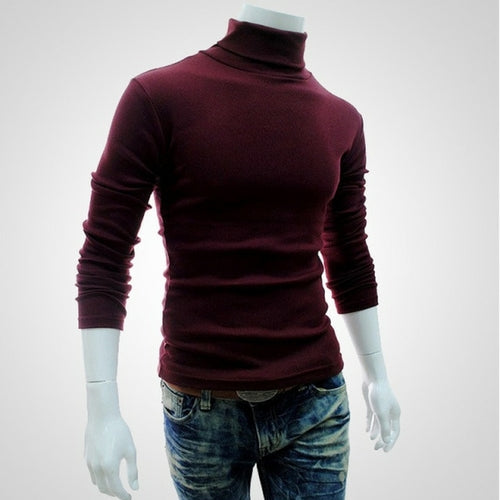 Winter Mens Turtleneck Sweaters Black Pullovers Clothing For Man