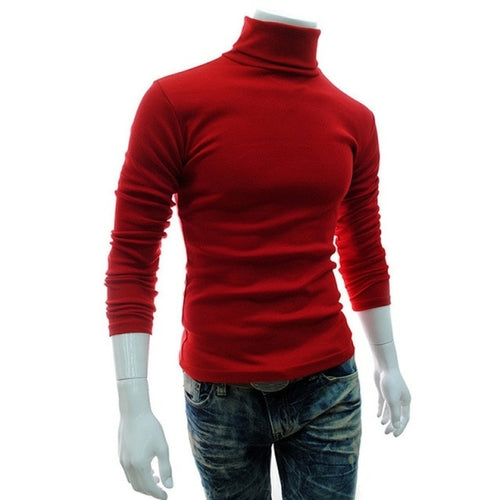 Winter Mens Turtleneck Sweaters Black Pullovers Clothing For Man