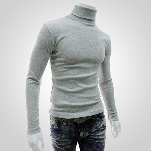 Winter Mens Turtleneck Sweaters Black Pullovers Clothing For Man