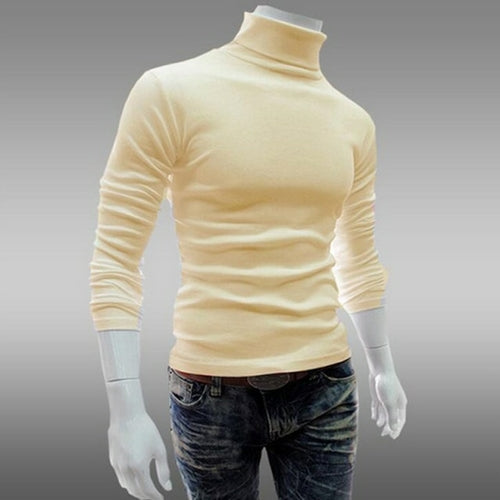 Winter Mens Turtleneck Sweaters Black Pullovers Clothing For Man