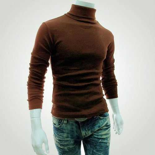 Winter Mens Turtleneck Sweaters Black Pullovers Clothing For Man