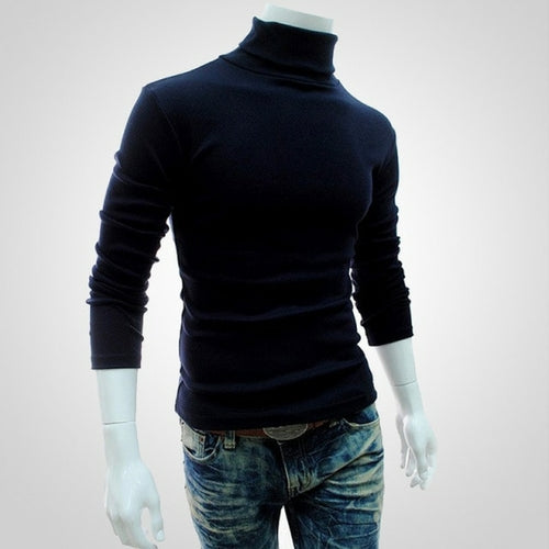 Winter Mens Turtleneck Sweaters Black Pullovers Clothing For Man