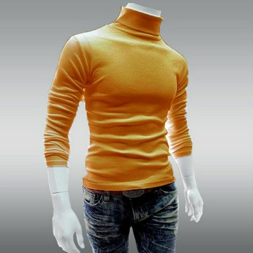 Winter Mens Turtleneck Sweaters Black Pullovers Clothing For Man