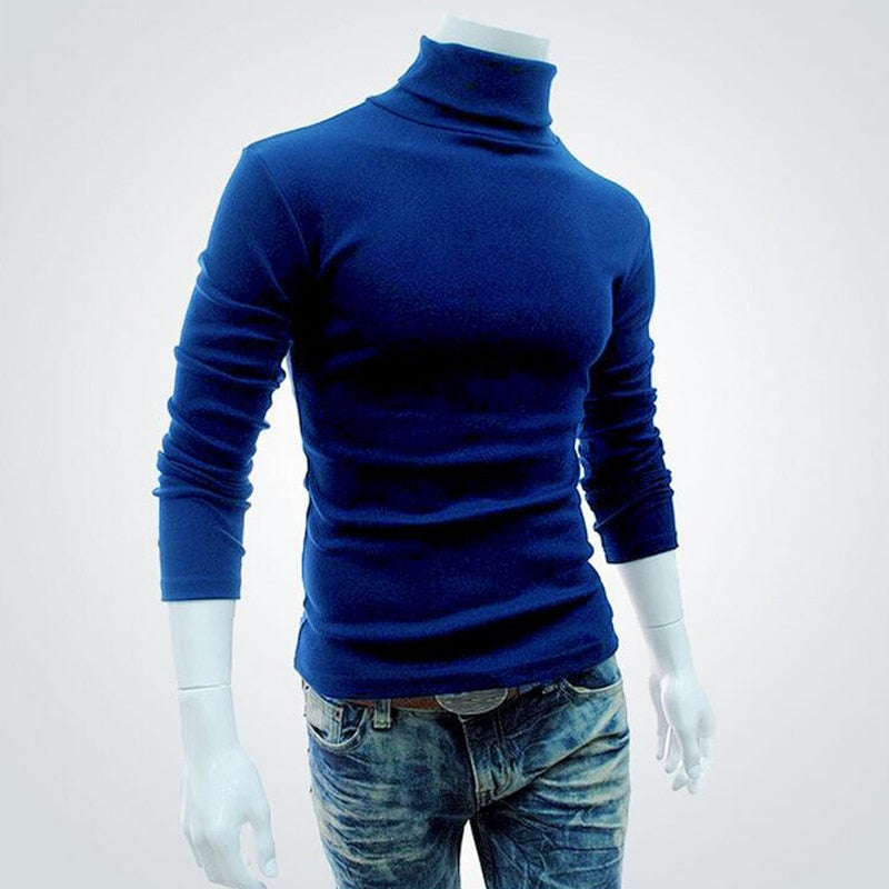 Winter Mens Turtleneck Sweaters Black Pullovers Clothing For Man