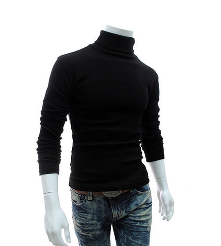 Winter Mens Turtleneck Sweaters Black Pullovers Clothing For Man