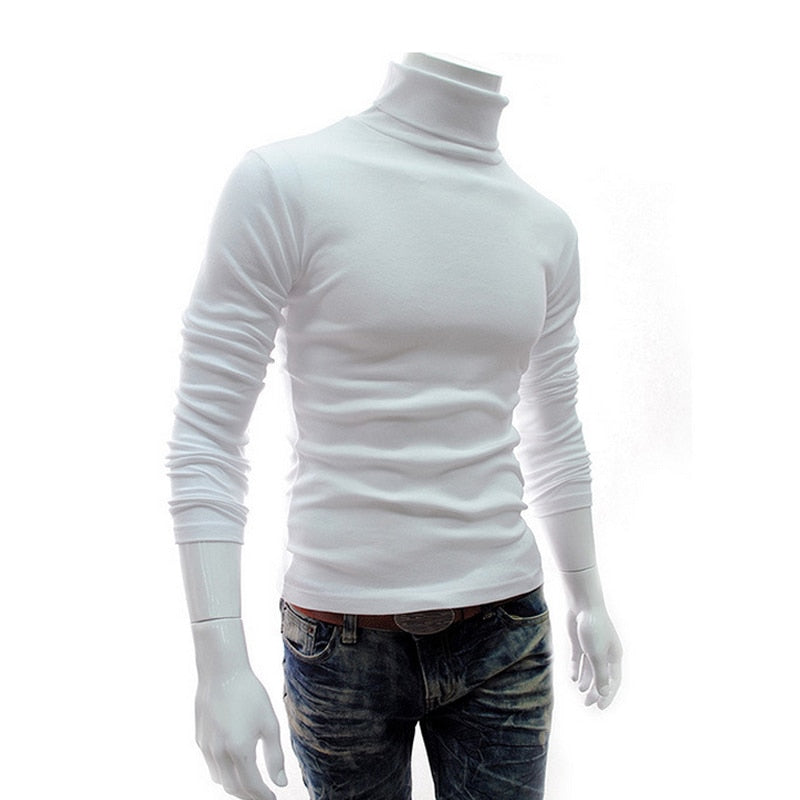 Winter Mens Turtleneck Sweaters Black Pullovers Clothing For Man