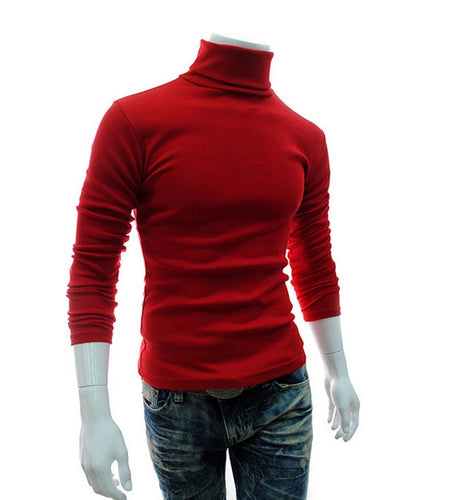 Winter Mens Turtleneck Sweaters Black Pullovers Clothing For Man