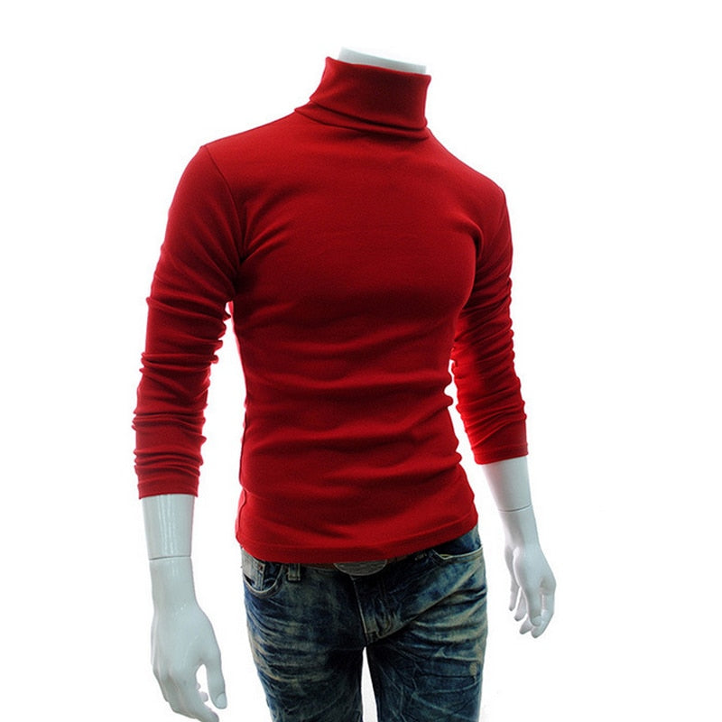 Winter Mens Turtleneck Sweaters Black Pullovers Clothing For Man