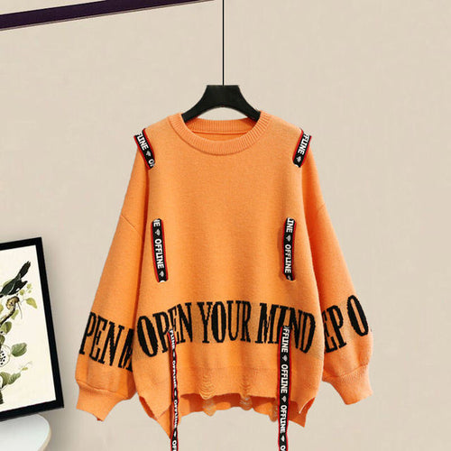 Load image into Gallery viewer, Winter New Ribbon Knitting Sweater Pullover Casual Overalls Two piece
