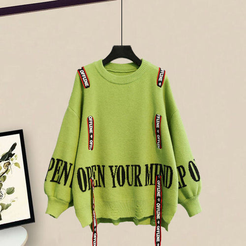 Load image into Gallery viewer, Winter New Ribbon Knitting Sweater Pullover Casual Overalls Two piece
