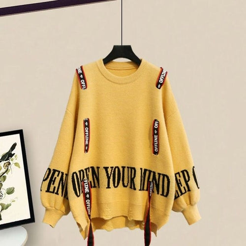 Load image into Gallery viewer, Winter New Ribbon Knitting Sweater Pullover Casual Overalls Two piece
