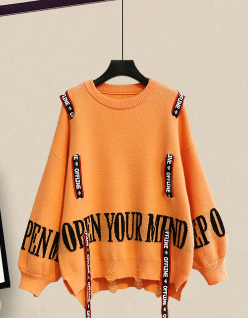 Load image into Gallery viewer, Winter New Ribbon Knitting Sweater Pullover Casual Overalls Two piece
