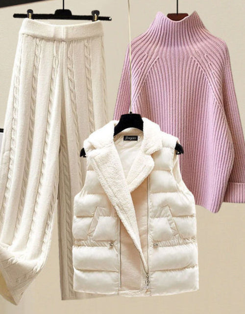 Load image into Gallery viewer, Winter Warm 3 Piece Sets Womens Outfits Office Ladies Turtleneck
