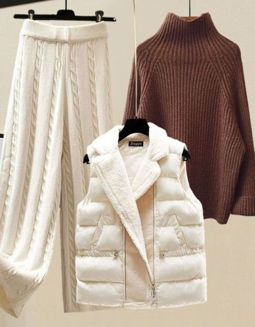 Load image into Gallery viewer, Winter Warm 3 Piece Sets Womens Outfits Office Ladies Turtleneck
