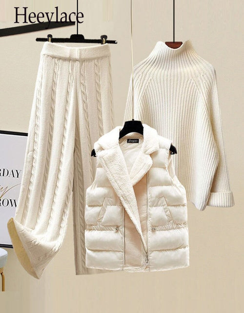 Load image into Gallery viewer, Winter Warm 3 Piece Sets Womens Outfits Office Ladies Turtleneck
