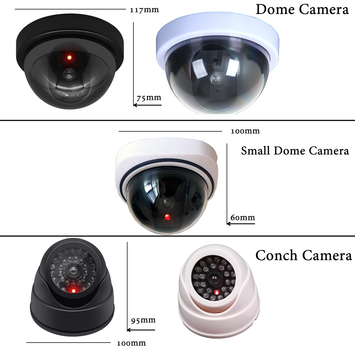 Wireless Black/White Dummy Camera Fake Plastic Dome CCTV Security