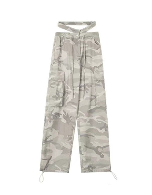 Load image into Gallery viewer, Women Casual Gray Camouflage Cargo Pants Y2k Spring Autumn 2023 Mid
