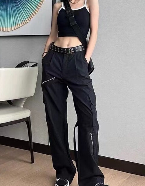 Load image into Gallery viewer, Women Casual Gray Camouflage Cargo Pants Y2k Spring Autumn 2023 Mid
