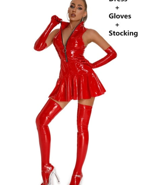 Load image into Gallery viewer, Womens Sexy Mini Dresses Latex | Women Latex Sexy Short Dress | Latex
