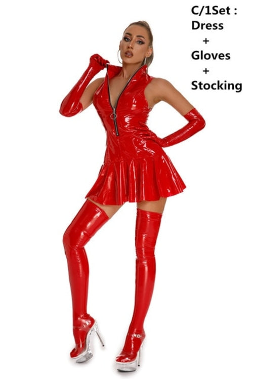 Womens Sexy Mini Dresses Latex | Women Latex Sexy Short Dress | Latex