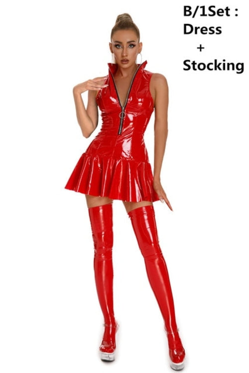 Womens Sexy Mini Dresses Latex | Women Latex Sexy Short Dress | Latex