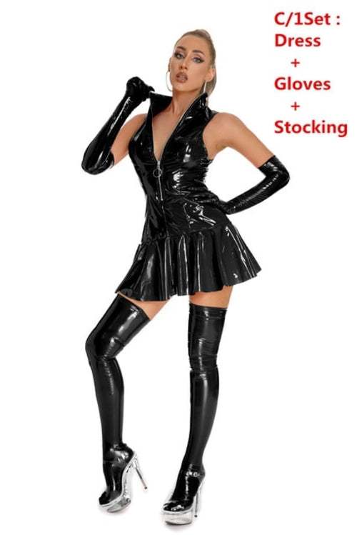 Womens Sexy Mini Dresses Latex | Women Latex Sexy Short Dress | Latex