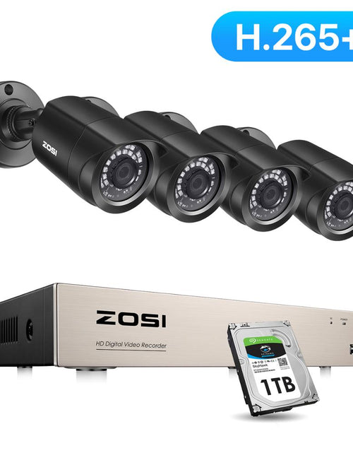 Load image into Gallery viewer, ZOSI CCTV System H.265+ 8CH 5MP Lite DVR with 4 1080p Outdoor Security
