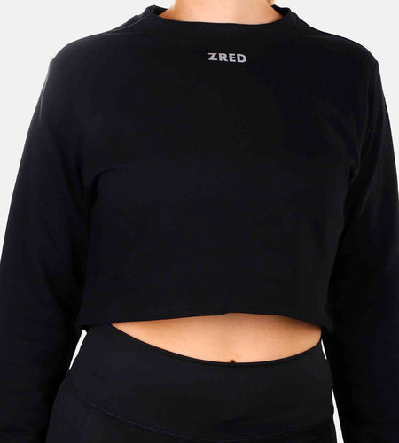 Crop Hoodie ICON - black - Damen