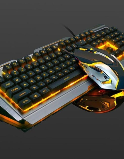 Load image into Gallery viewer, Ninja Dragons Tungsten Gold Metal Frame Gaming Keyboard and Mouse Set
