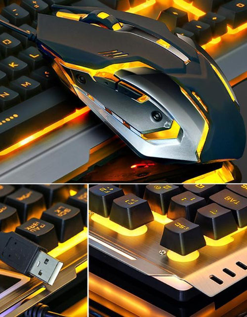 Load image into Gallery viewer, Ninja Dragons Tungsten Gold Metal Frame Gaming Keyboard and Mouse Set
