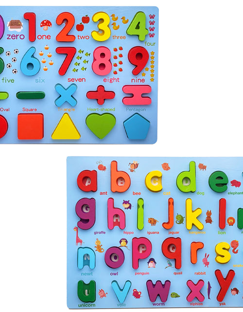 Load image into Gallery viewer, Zunammy Wooden Alphabet Puzzle Board &amp; Number Educational Learning Toy
